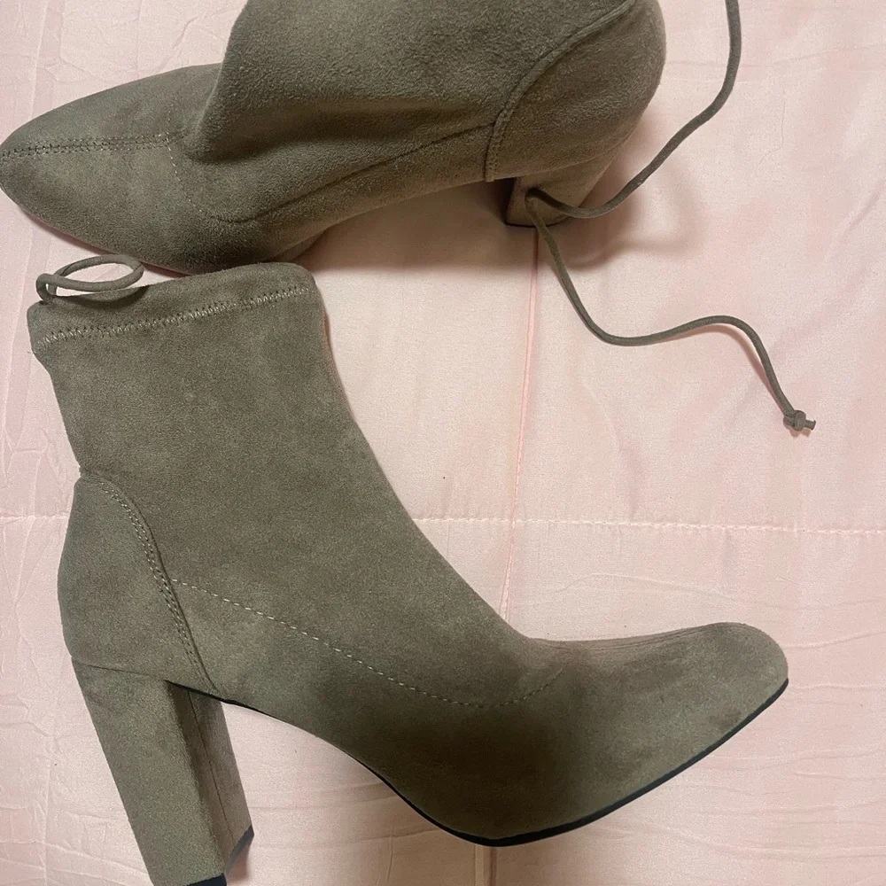 Women's Suede Ankle Boots - Picture 2 of 3